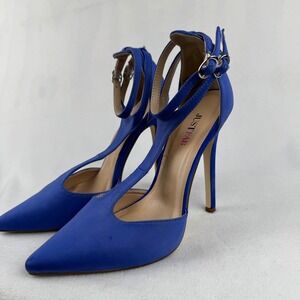 JustFab Blue Pointed Toe Ankle Strap Stiletto Heels Dress Shoes Women's‎ 7